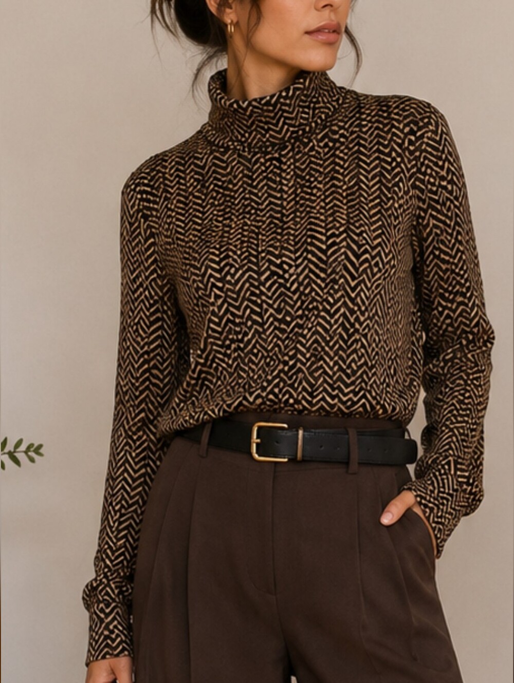 Vintage Herringbone Turtleneck